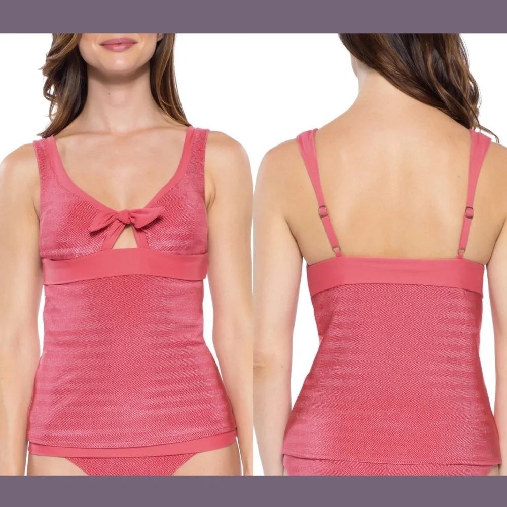 Becca‎ Canyon Mesa Tankini Set Sz S Pink Cut Out 2 Piece Swimsuit NEW